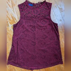Burgundy Lace Sleeveless Dress